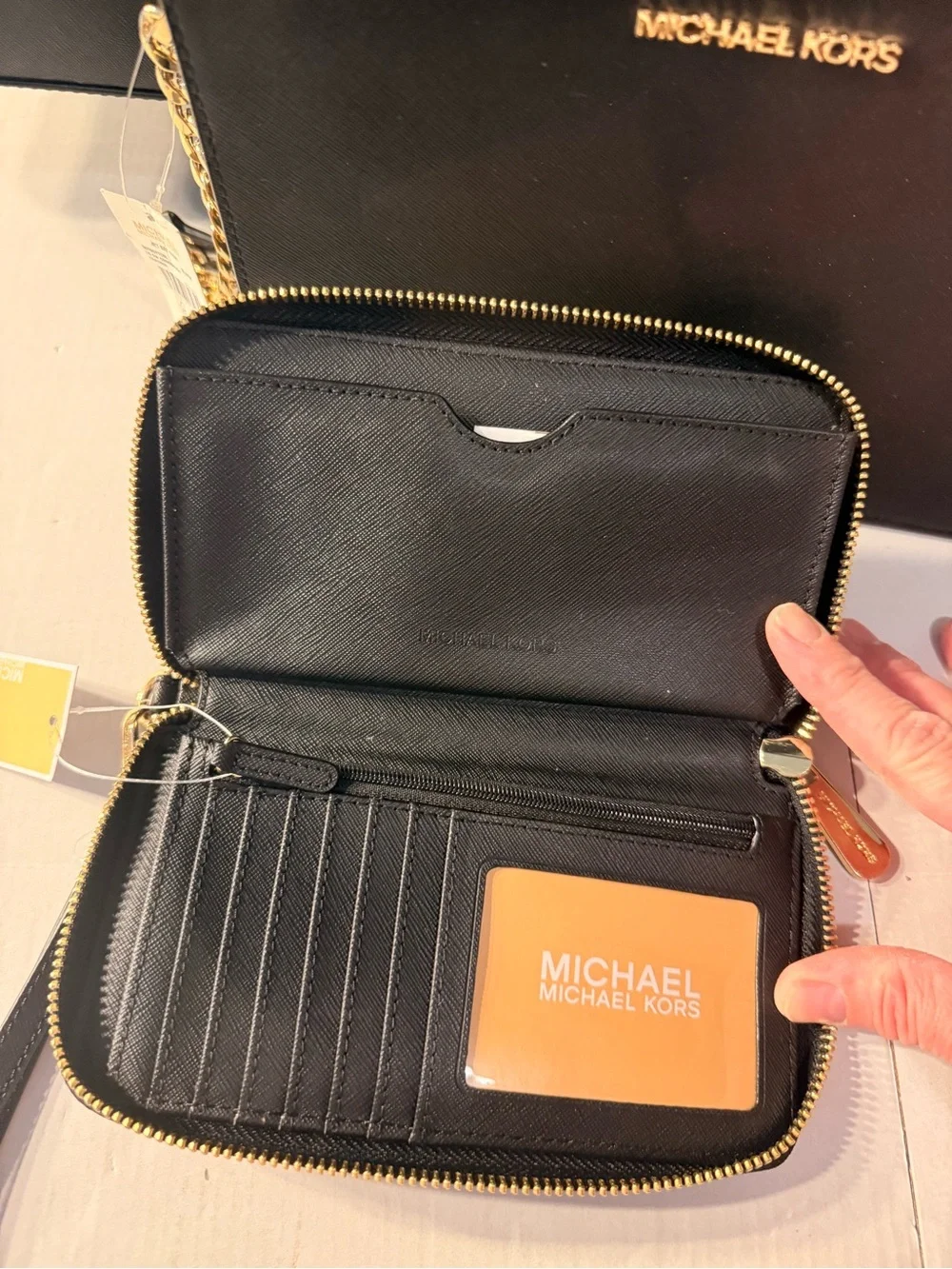 Michael Kors Black Saffiano Leather Tote with Crossbody purse and wallet